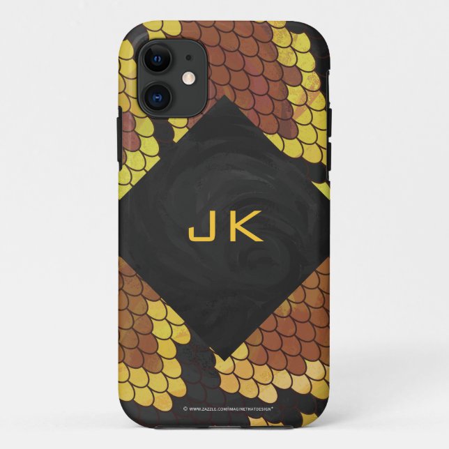 Capa Para iPhone Da Case-Mate Monograma Cobra castanho e Impressão Dourado (Verso)