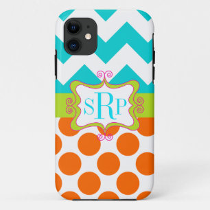 Capa Para iPhone Da Case-Mate Monograma de Chevron e de bolinhas