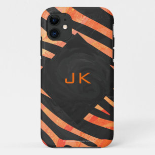 Capa Para iPhone Da Case-Mate Monograma de Zebra Laranja e Preto