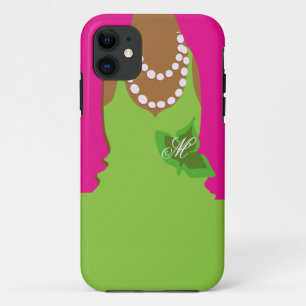 Capa Para iPhone Da Case-Mate Monograma do verde do rosa da vida do círculo