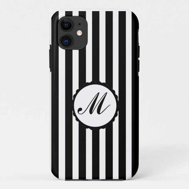 Capa Para iPhone Da Case-Mate Monograma feito sob encomenda preto e branco da (Verso)