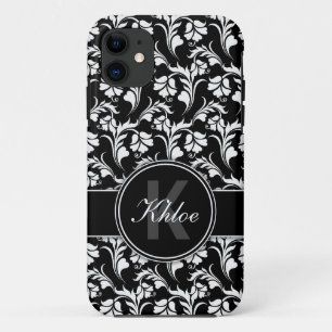 Capa Para iPhone Da Case-Mate Monograma floral branco preto do caso do iPhone 5