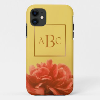 Capa Para iPhone Da Case-Mate Monograma Floral de Pêssego Amarelo Pálido