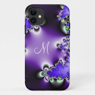 Capa Para iPhone Da Case-Mate Monograma geométrico do Fractal do vintage roxo