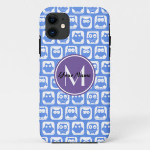 Capa Para iPhone Da Case-Mate Monograma Personalizado de Coruja Azul e Lilac Per