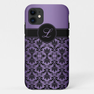 Capa Para iPhone Da Case-Mate monograma roxo e preto de iPhone5 do damasco
