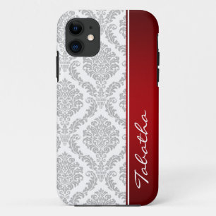 Capa Para iPhone Da Case-Mate Monograma vermelho iPhone5 do damasco do branco