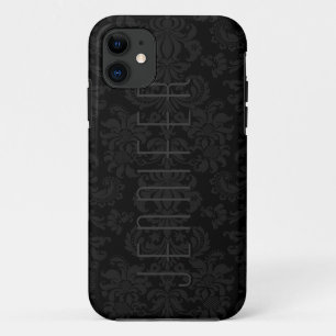 Capa Para iPhone Da Case-Mate Monotonas Florais Damascos-Monograma, preto Elegan
