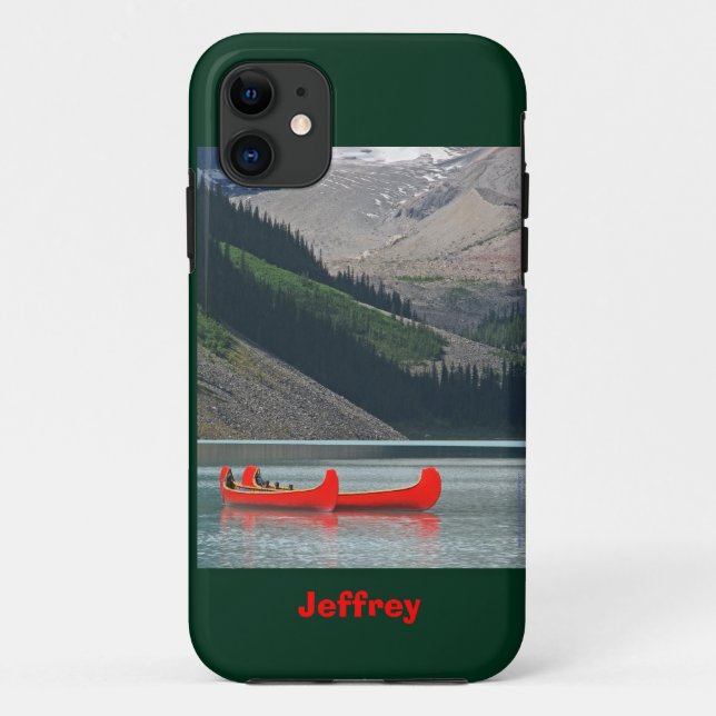 Capa Para iPhone Da Case-Mate Montanhas e canoas vermelhas, nome,  (Verso)