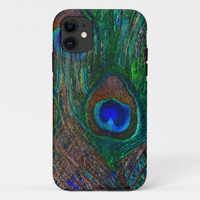 Capa Para iPhone Da Case-Mate Na moda de Penas de Peacock Azul (Verso)