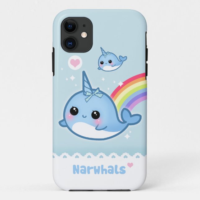Capa Para iPhone Da Case-Mate Narwhals de Kawaii com arco-íris (Verso)