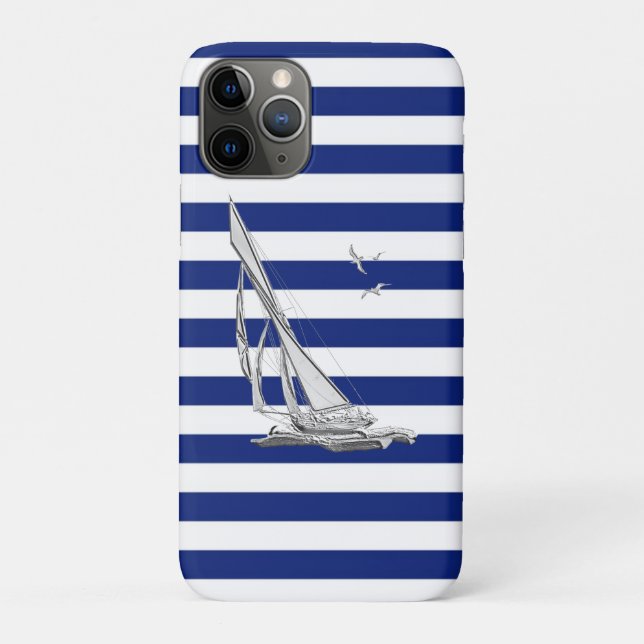 Capa Para iPhone Da Case-Mate Navegação Cromo em faixas marítimas (Verso)