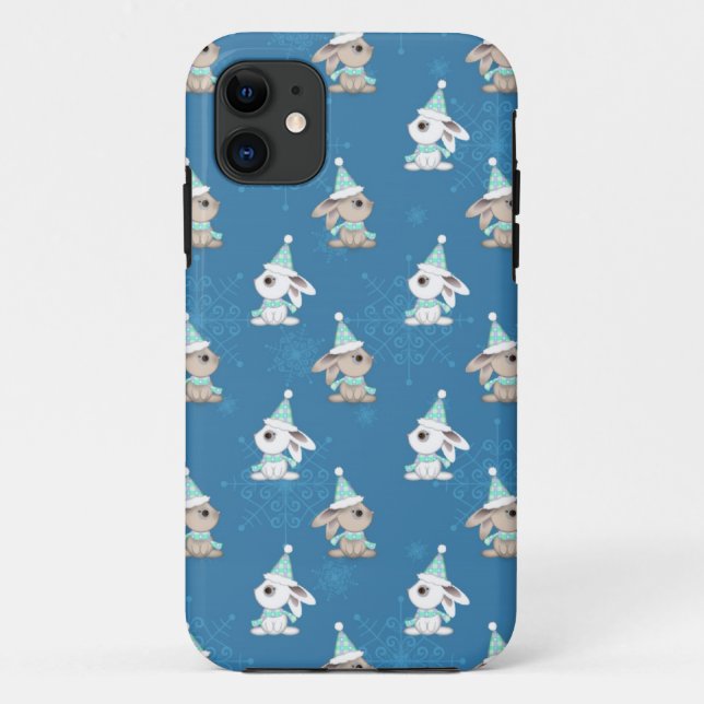 Capa Para iPhone Da Case-Mate Neves Bunnies em Chapéus e Artes Feriados (Verso)