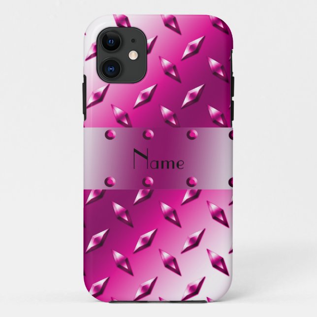 Capa Para iPhone Da Case-Mate Nome personalizado aço em chapa rosada (Verso)