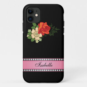 Capa Para iPhone Da Case-Mate Nome Personalizado Cor-de-Rosa e rosa vermelha