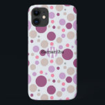 Capa Para iPhone Da Case-Mate Nome Personalizado do Bolinhas Roxo Plum<br><div class="desc">Simples bolinhas divertidas em lilás doce, ameixa roxa e bege. Todos os produtos personalizáveis com padrões populares e de tendência: sem capas de telefone de fusível. Estas legal capas de galáxias são feitas com o design têxtil moderno de Webgrl em várias cores. . Personalize com seu nome, iniciais, monograma, logotipo...</div>