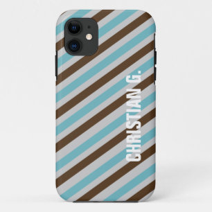 Capa Para iPhone Da Case-Mate Nome personalizado do padrão de faixa marrom azul