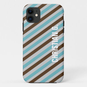 Capa Para iPhone Da Case-Mate Nome personalizado do padrão de faixa marrom azul