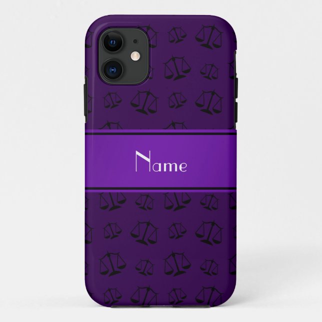Capa Para iPhone Da Case-Mate Nome personalizado escalas de justiça roxa (Verso)