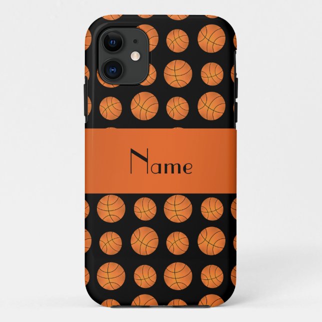 Capa Para iPhone Da Case-Mate Nome personalizado esferas de cesto pretas (Verso)