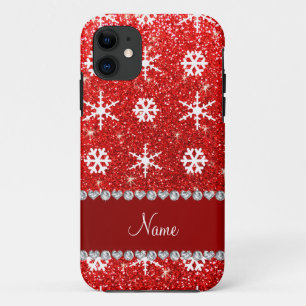 Capa Para iPhone Da Case-Mate Nome personalizado flocos de neve brancos com bril