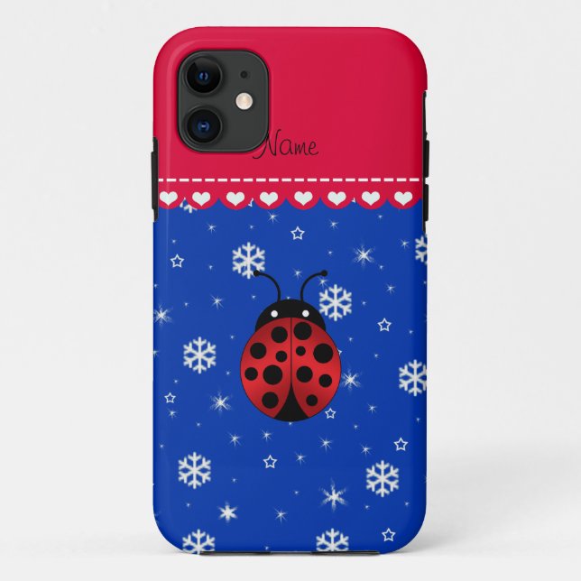 Capa Para iPhone Da Case-Mate Nome personalizado ladybug flocos de neve azuis fa (Verso)