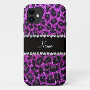 Capa Para iPhone Da Case-Mate Nome personalizado néon roxo gliter impressão leop