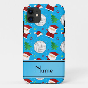 Capa Para iPhone Da Case-Mate Nome personalizado padrão de natal de vôlei azul-c