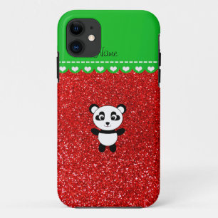 Capa Para iPhone Da Case-Mate Nome personalizado panda neon red glitter