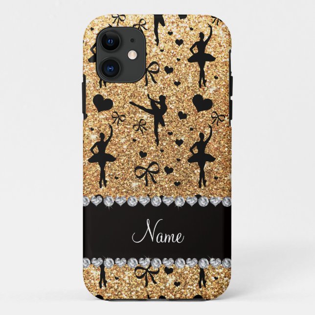 Capa Para iPhone Da Case-Mate Nome personalizado pastel yellow glitter bailerina (Verso)