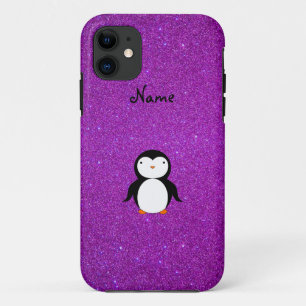 Capa Para iPhone Da Case-Mate Nome personalizado pinguim púrpura glitter