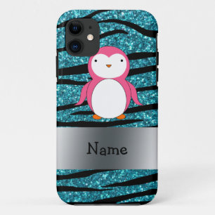 Capa Para iPhone Da Case-Mate Nome personalizado pinguim-rosa listras-zebra