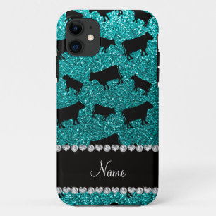 Capa Para iPhone Da Case-Mate Nome personalizado vacas brilhantes aqua glitter