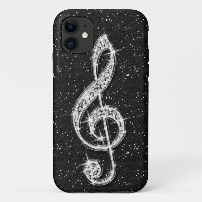Capa Para iPhone Da Case-Mate Nota Musical Diamantada Glitzy Espelhada Impressa (Verso)