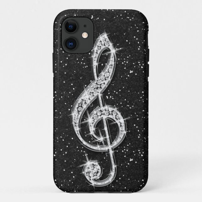 Capa Para iPhone Da Case-Mate Nota Musical Diamante Espelhado Glitzy Impresso (Verso)