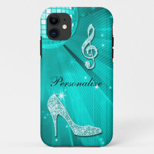 Capa Para iPhone Da Case-Mate Nota Musical e Salto Alto Brilhante em Azul Turque