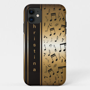 Capa Para iPhone Da Case-Mate Notas personalizadas de música Dourada e negra