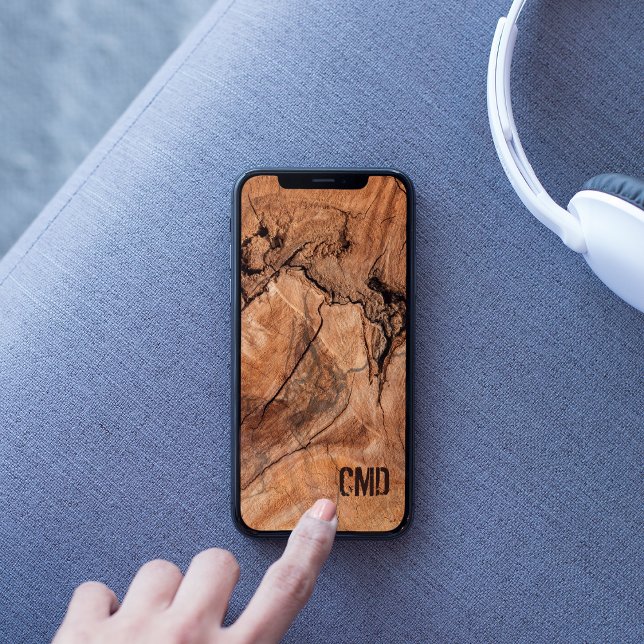 Capa Para iPhone Da Case-Mate Números de madeira monogramados (Criador carregado)