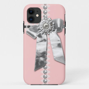Capa Para iPhone Da Case-Mate O arco de prata cor-de-rosa feminino imprimiu a
