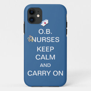 Capa Para iPhone Da Case-Mate O.B. As enfermeiras mantêm a calma+Azul-céu de