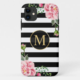 Capa Para iPhone Da Case-Mate O branco romântico feminino do preto da flor