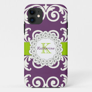 Capa Para iPhone Da Case-Mate O verde roxo da ameixa feminino roda teste padrão