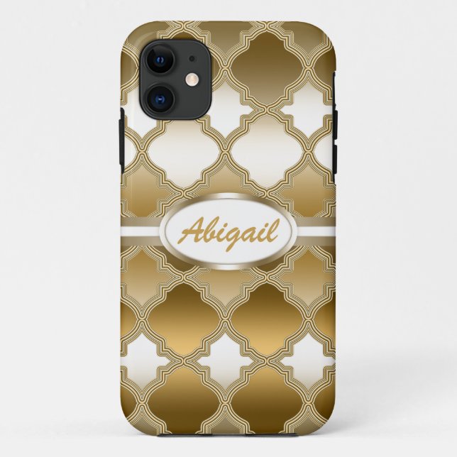 Capa Para iPhone Da Case-Mate Ouro Quatrefoil Padrão de Lata marroquina (Verso)
