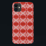 Capa Para iPhone Da Case-Mate Padrão Art Deco - vermelho e branco<br><div class="desc">Um wallpaper/padrão em forma de maré/Art Deco - profundo,  verdadeiro vermelho,  branco e tons de coral,  com fundo vermelho sólido</div>