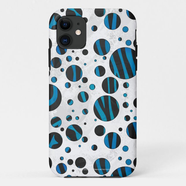Capa Para iPhone Da Case-Mate Padrão bolinhas Zebra Preto e Azul (Verso)