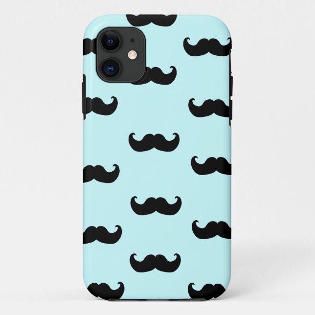 Capa Para iPhone Da Case-Mate Padrão de bigode preto no azul (Verso)
