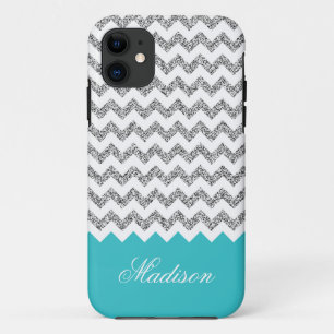 Capa Para iPhone Da Case-Mate Padrão de Chevron Glitter Azul Turquesa