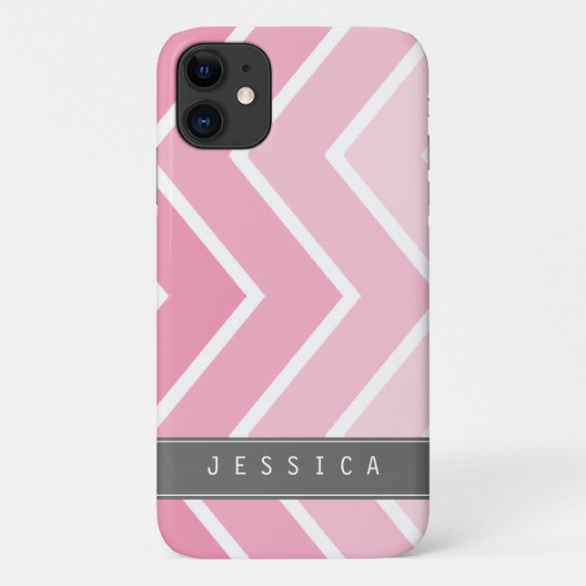 Capa Para iPhone Da Case-Mate Padrão de Chevrons de Zig Zag Rosa Ombre (Verso)