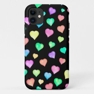 Capa Para iPhone Da Case-Mate Padrão de Corações Arco-Íris Coloridos Pretos