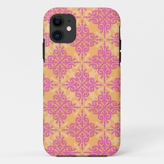 Capa Para iPhone Da Case-Mate Padrão de Damasco Rosa e Laranja (Verso)